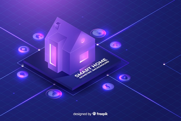 Gradient smart home isometric background