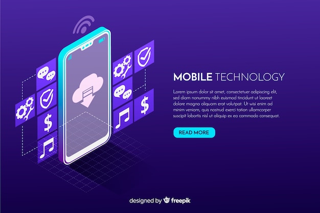 Free Vector gradient smartphone isometric technology background