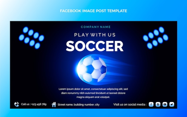 Gradient soccer facebook post template