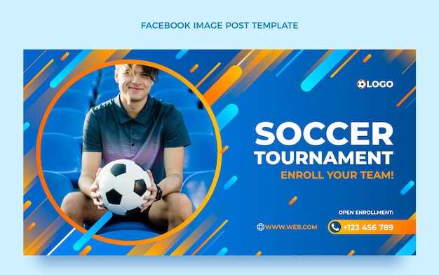 Gradient soccer facebook post template