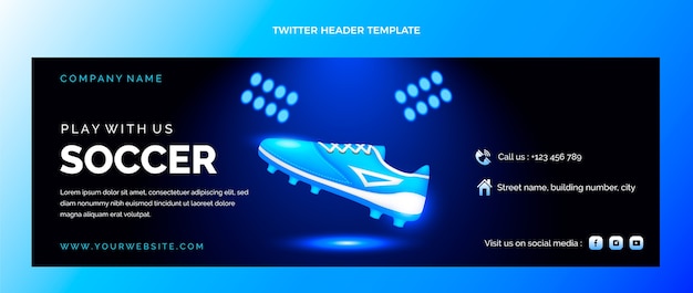 Free Vector gradient soccer twitter header template