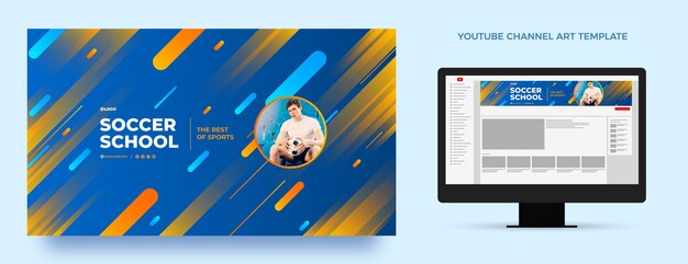 Gradient soccer youtube channel art template