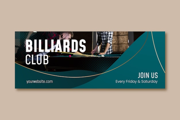 Gradient social media cover template for billiards and pool club