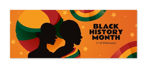 Free vector gradient social media cover template for black history month celebration