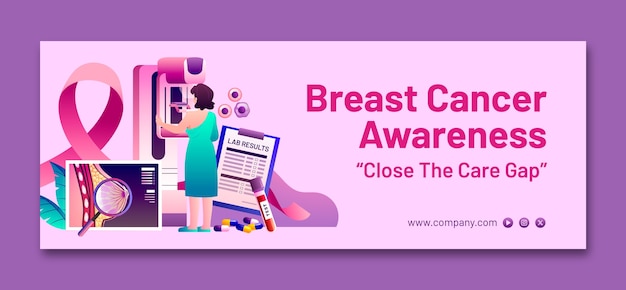 Free Vector gradient social media cover template for breast cancer awareness month