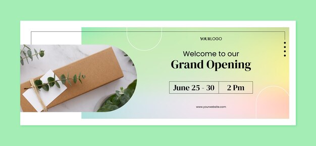 Gradient social media cover template for business grand opening