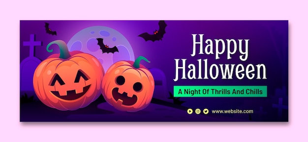 Free Vector gradient social media cover template for halloween season