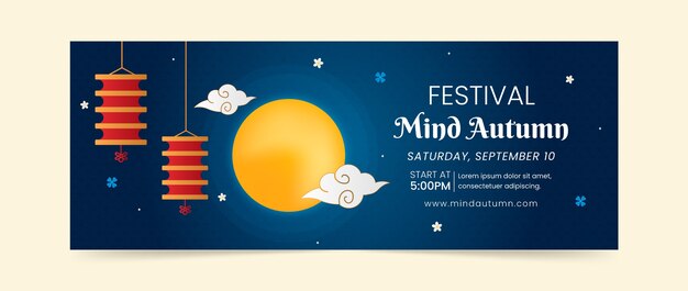 Gradient social media cover template for mid-autumn festival celebration