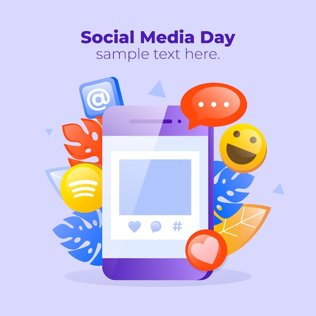 Gradient social media day illustration