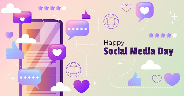 Gradient social media day social media post template