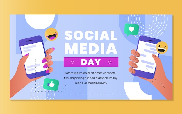 Gradient social media day social media post template