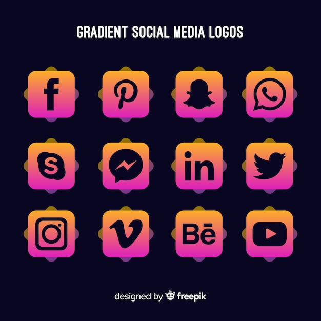 Gradient social media logo collectio