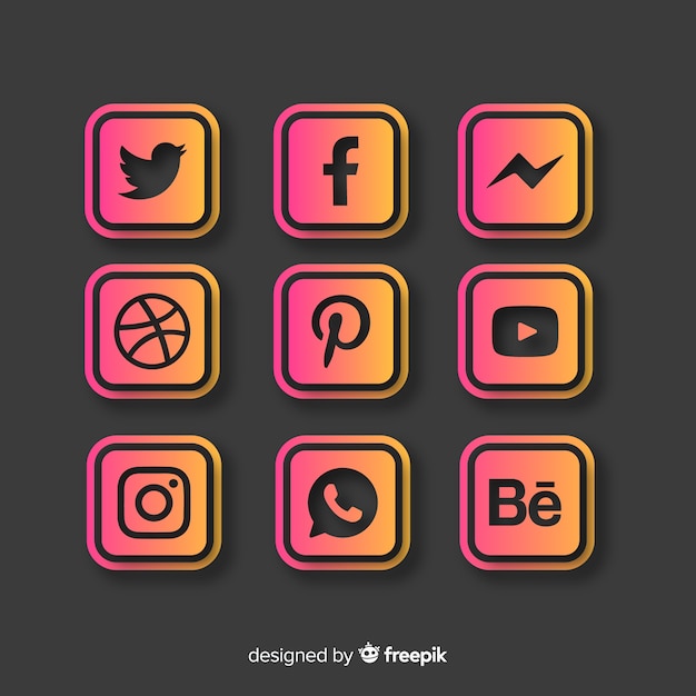 Gradient social media logo collection