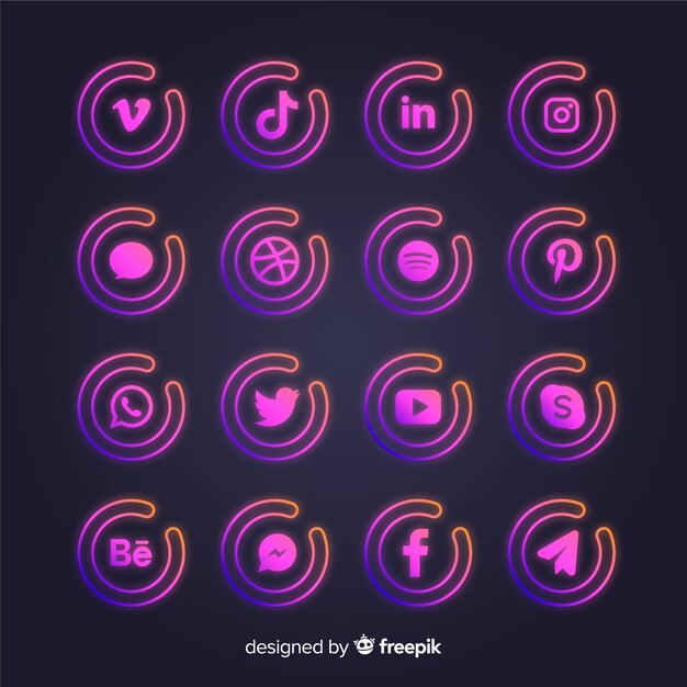 Gradient social media logo collection