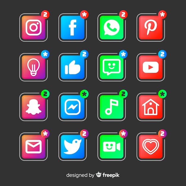 Gradient social media logo set