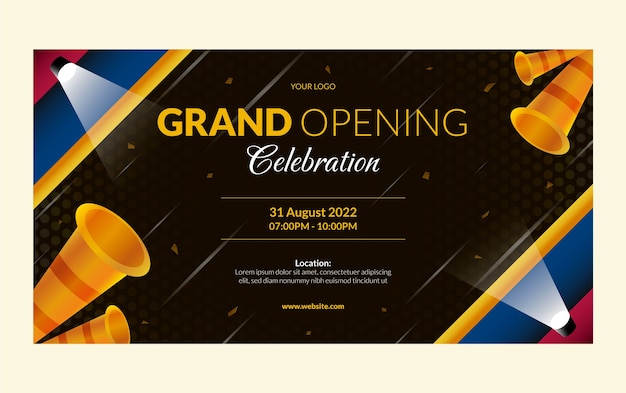 Gradient social media post template for business grand opening