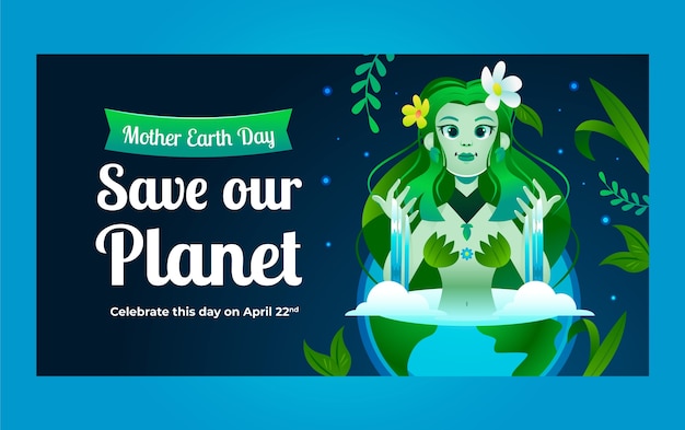 Free Vector gradient social media post template for earth day celebration