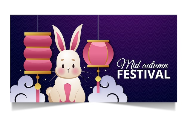 Gradient social media post template for mid-autumn festival celebration