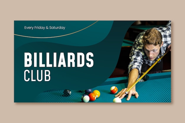 Gradient social media promo template for billiards and pool club