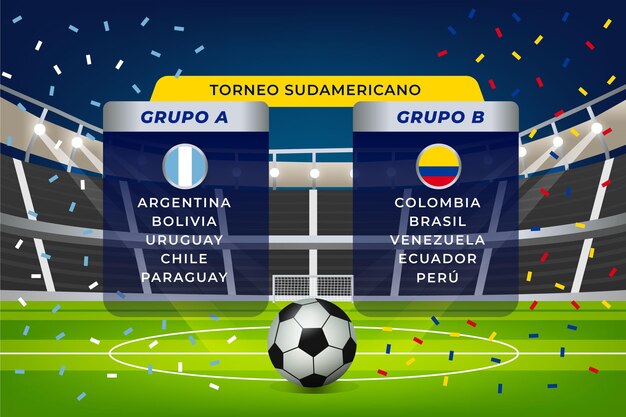 Gradient south-american football groups illustration