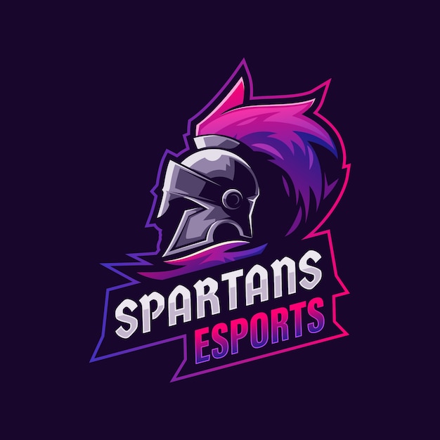 Gradient spartan helmet logo design