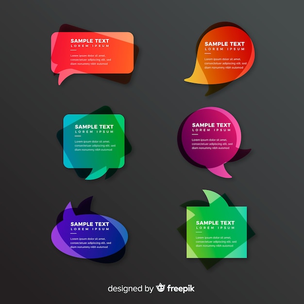 Free Vector gradient speech bubble collection on black background