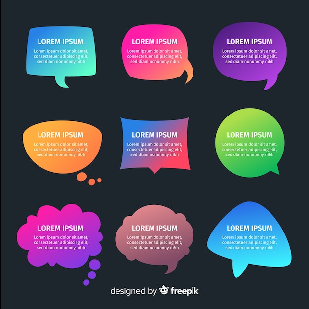 Free vector gradient speech bubble collection