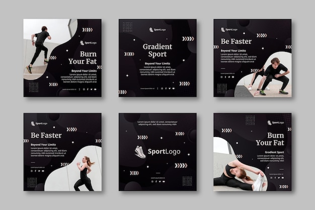 Free Vector gradient sport instagram posts