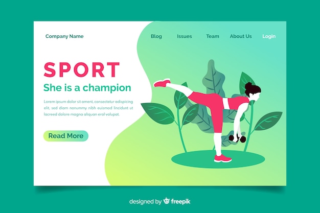 Free Vector gradient sport landing page template