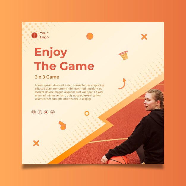 Gradient sport square flyer template