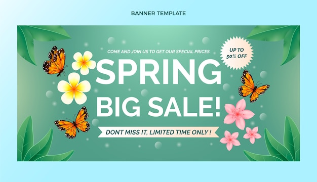 Free vector gradient spring horizontal sale banner