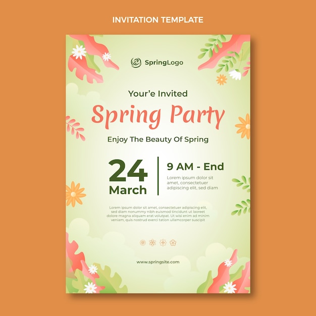 Free vector gradient spring invitation template