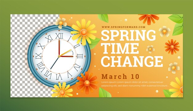 Gradient spring time forward horizontal banner template