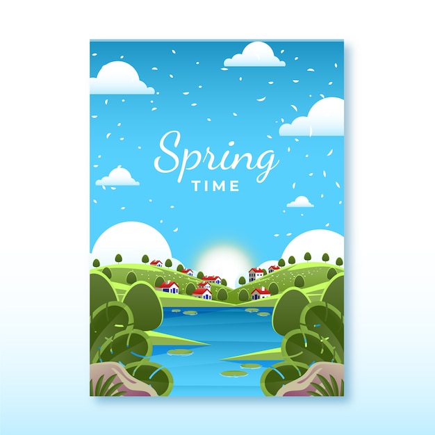 Gradient spring vertical poster template