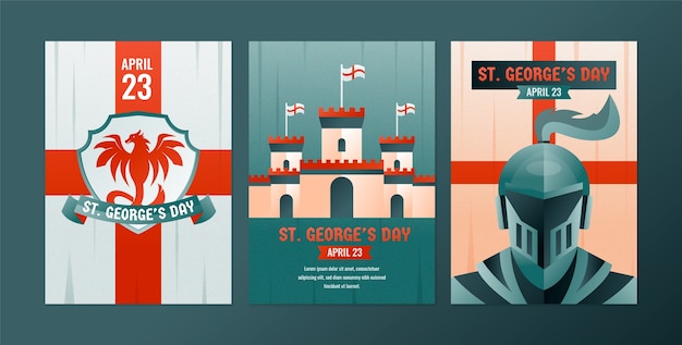 Free Vector gradient st george's day greeting cards collection