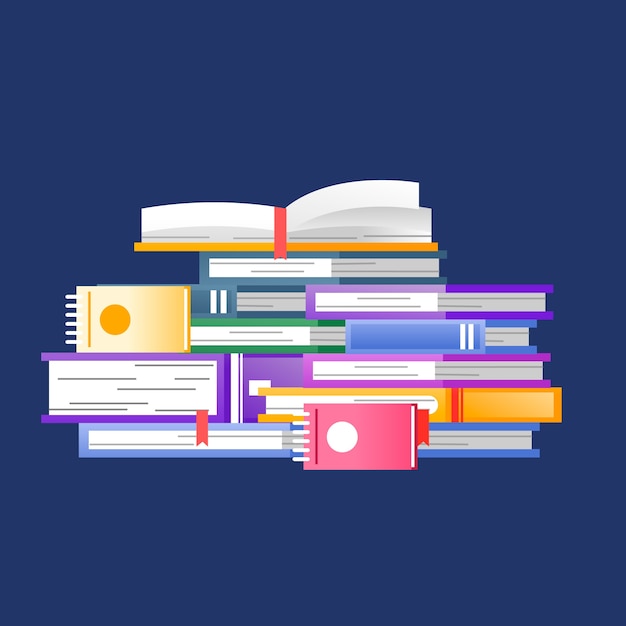 Gradient stack of books illustration