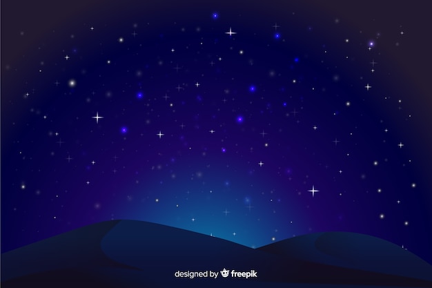 Free Vector gradient starry night background and mountain shapes