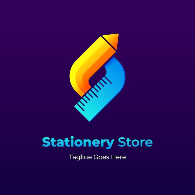 Gradient stationery store logo design template