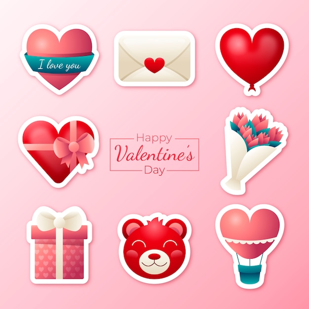 Gradient stickers collection for valentine's day holiday