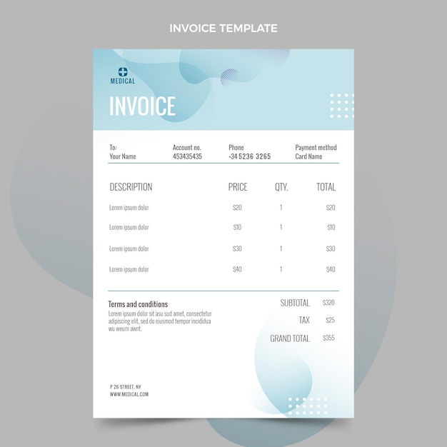 Gradient style medical invoice