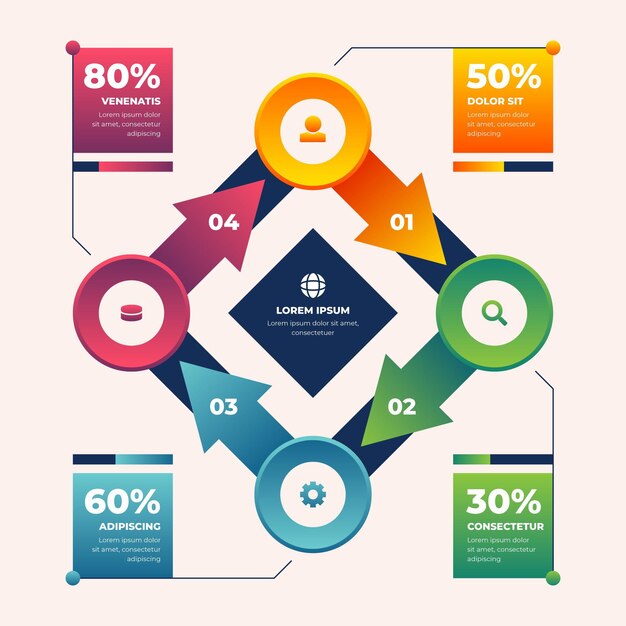 Gradient style process infographic