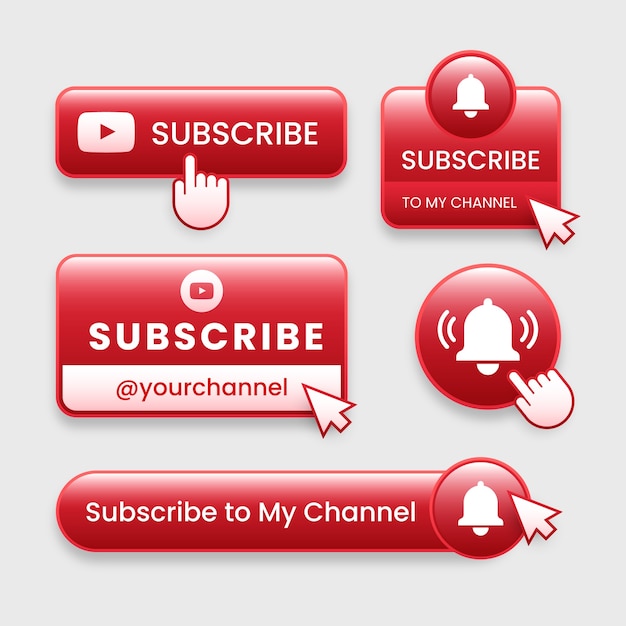 Free Vector gradient subscribe button set