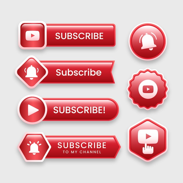 Free Vector gradient subscribe button set