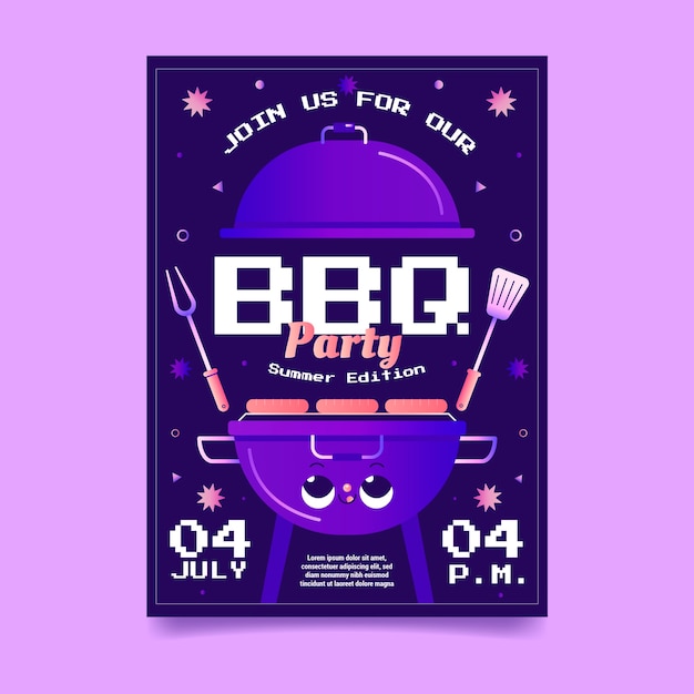 Free Vector gradient summer barbecue invitation template