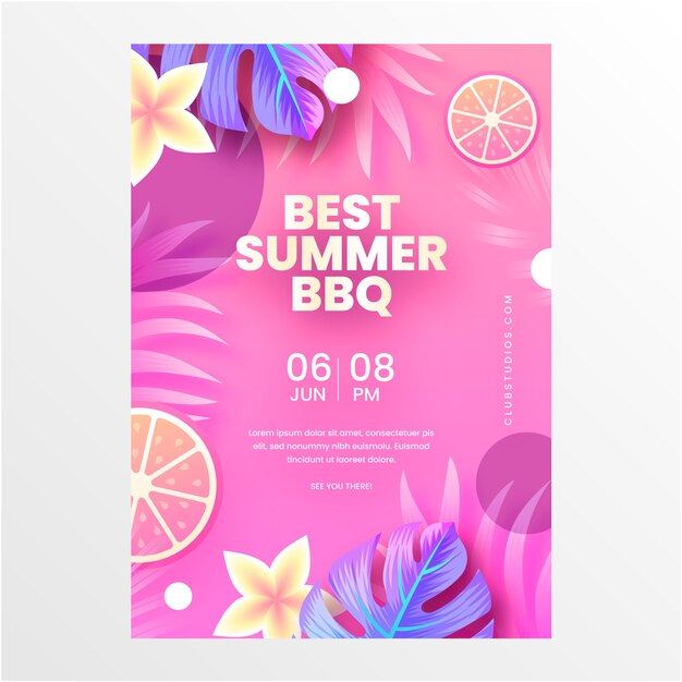 Gradient summer barbecue party poster template