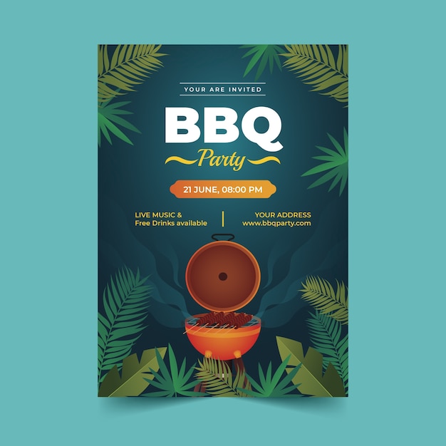 Free vector gradient summer barbecue party poster template