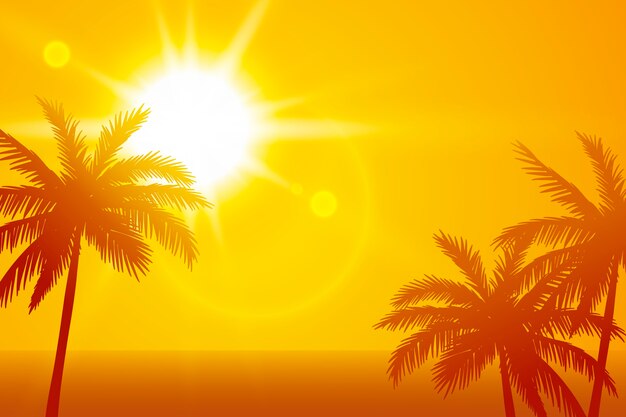 Gradient summer heat background with palm trees