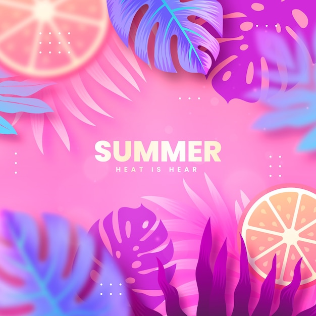 Free Vector gradient summer heat illustration with leaves and citrus