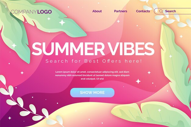 Gradient summer landing page template