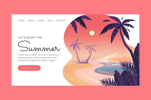 Free Vector gradient summer landing page template